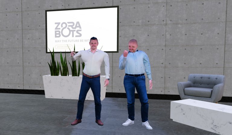 Virtual version Tommy Deblieck & Fabrice Goffin, founders of Zorabots
